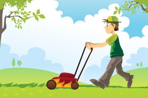 Man mowing lawn